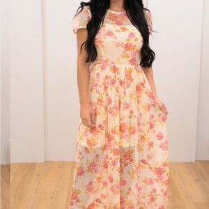 Chic Floral Mesh Dress